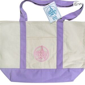 NEW Lavender Large Canvas Tote Bag Trader Joe's - 4.99 shipping!